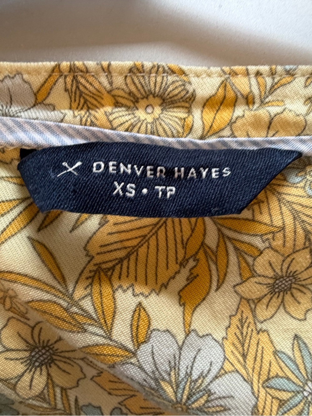 Denver Hayes Floral Sleeveless Dress Tie Waist Yellow Blue XS - Picture 5 of 9